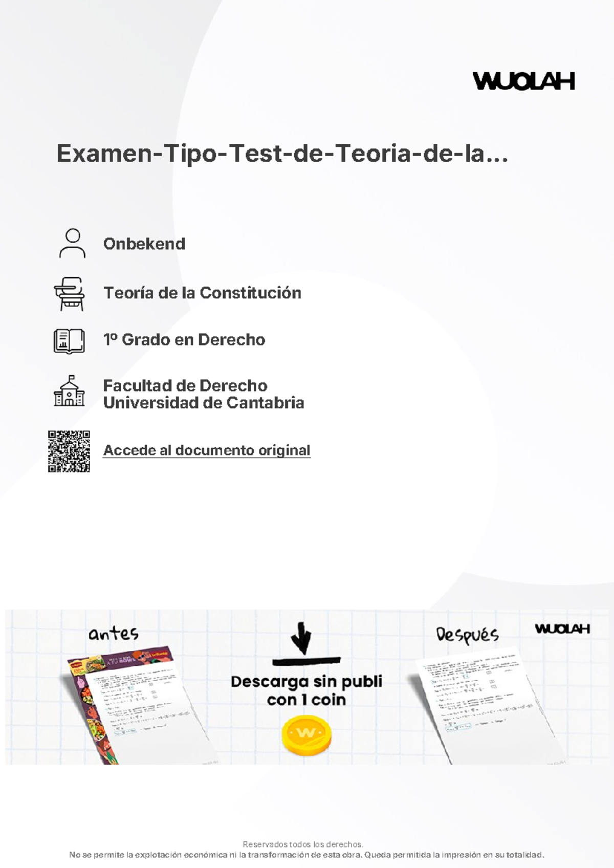 Examen Tipo Test de Teoría de la Constitución 1º Grado en Derecho - Studocu