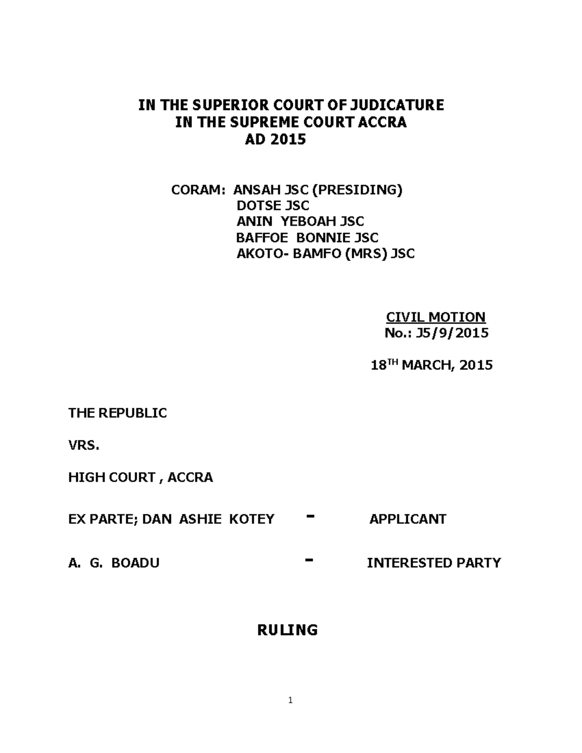 Republic v. High Court: Ruling on Prohibition Order (Civil Motion ...