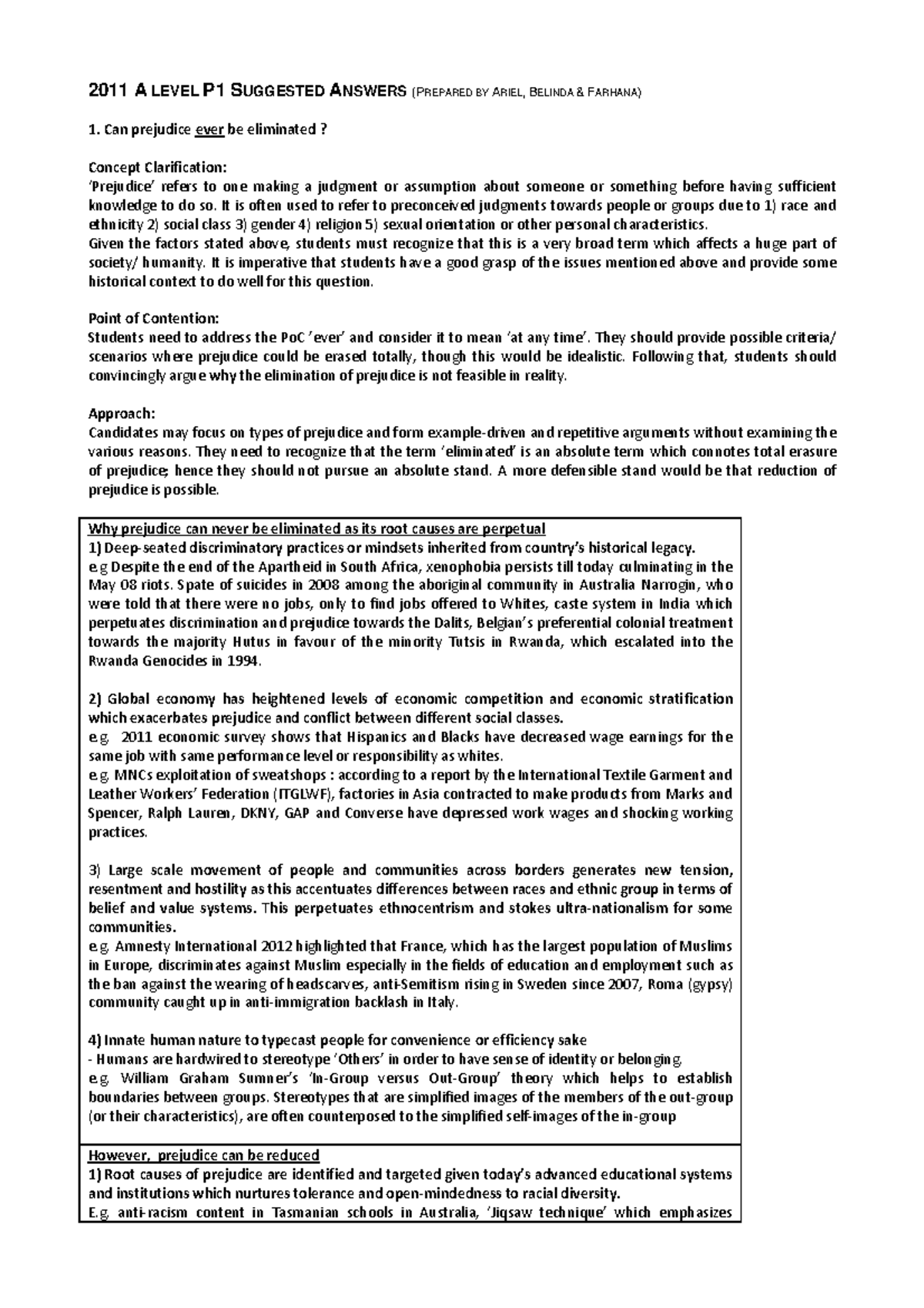 2011 A Level P1 Suggested Answers: Prejudice, Government, and Space ...