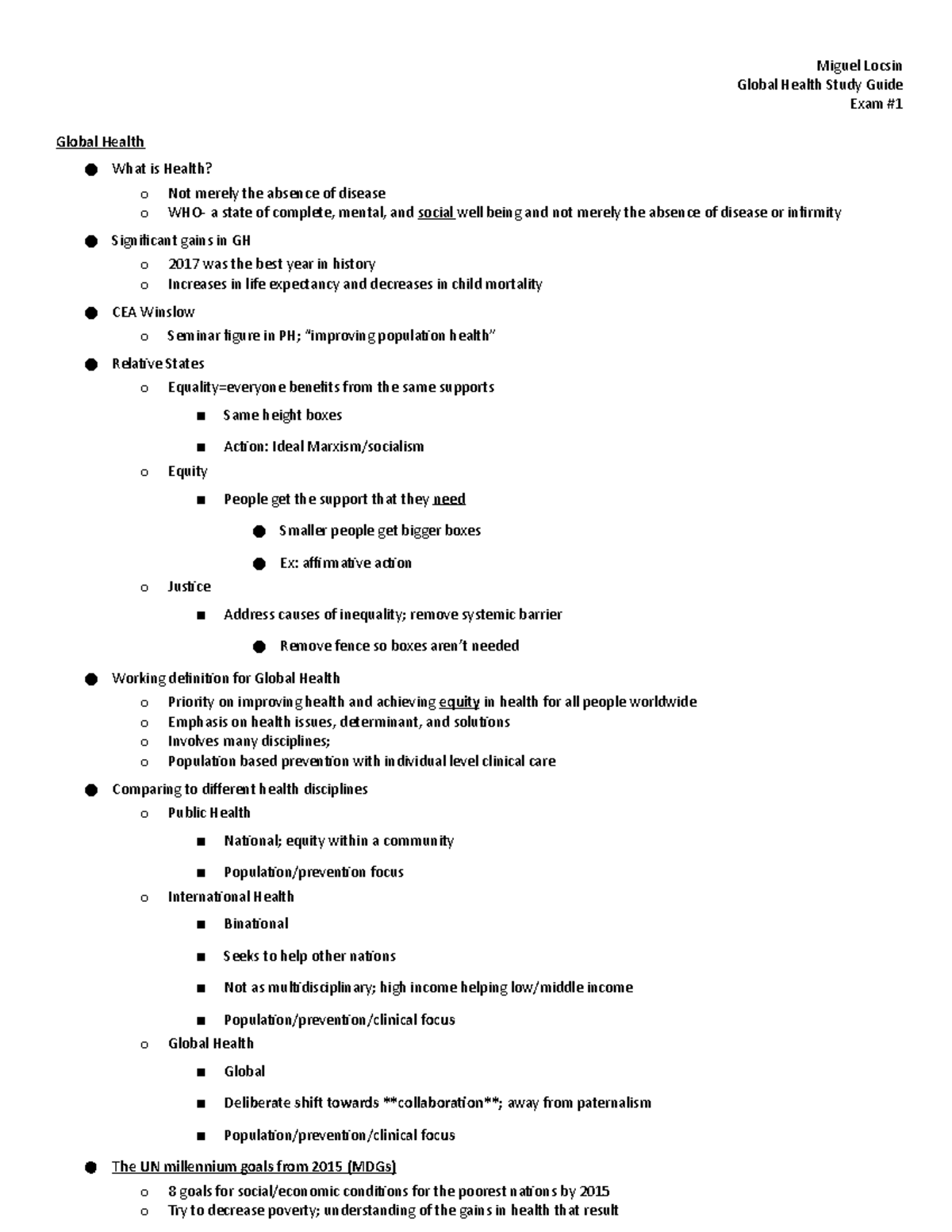 Global Health Exam 1 Study Guide: Key Concepts and Insights - Studocu
