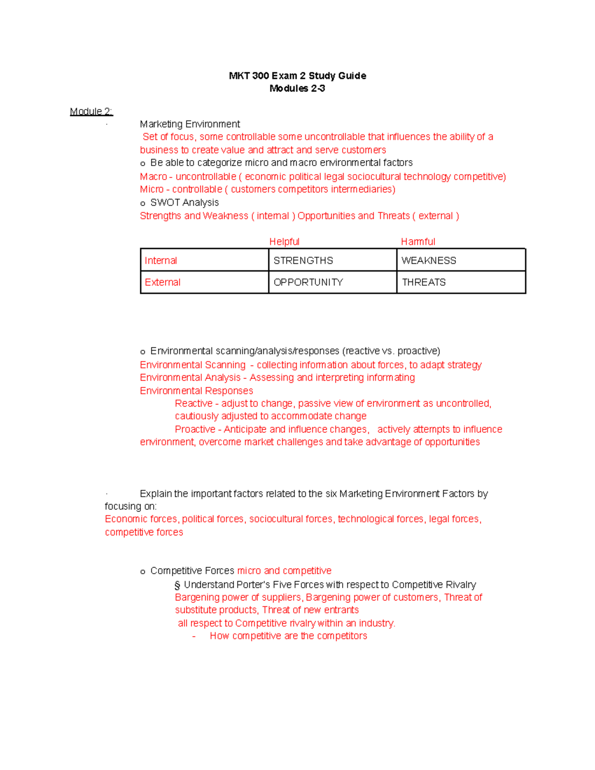 MKT 300 Exam 2 Study Guide: Marketing Environment & Consumer Behavior ...