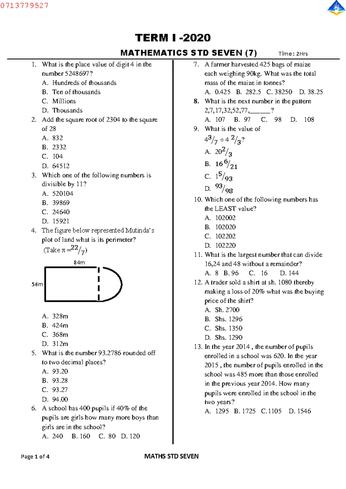 STD 7 Kiswahili - notes - DARASA LA SABA (7) KISWAHILI Muda: Saa 1 ...