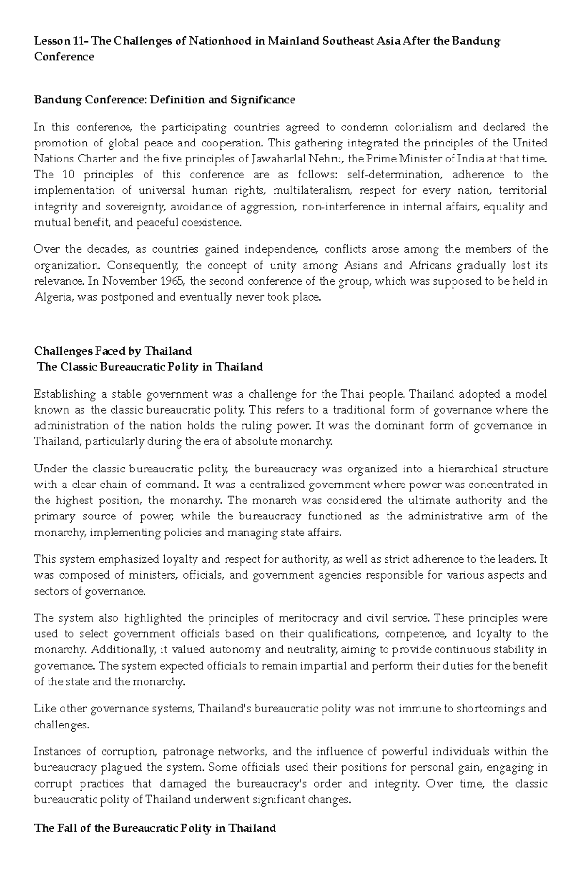 SLGE 7 - Lesson 11: Challenges of Nationhood in Southeast Asia - Studocu