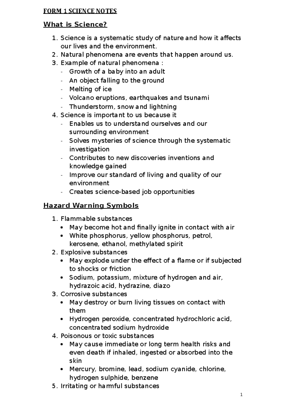 209104888 Form 1 Science Study Guide and Key Concepts - Studocu