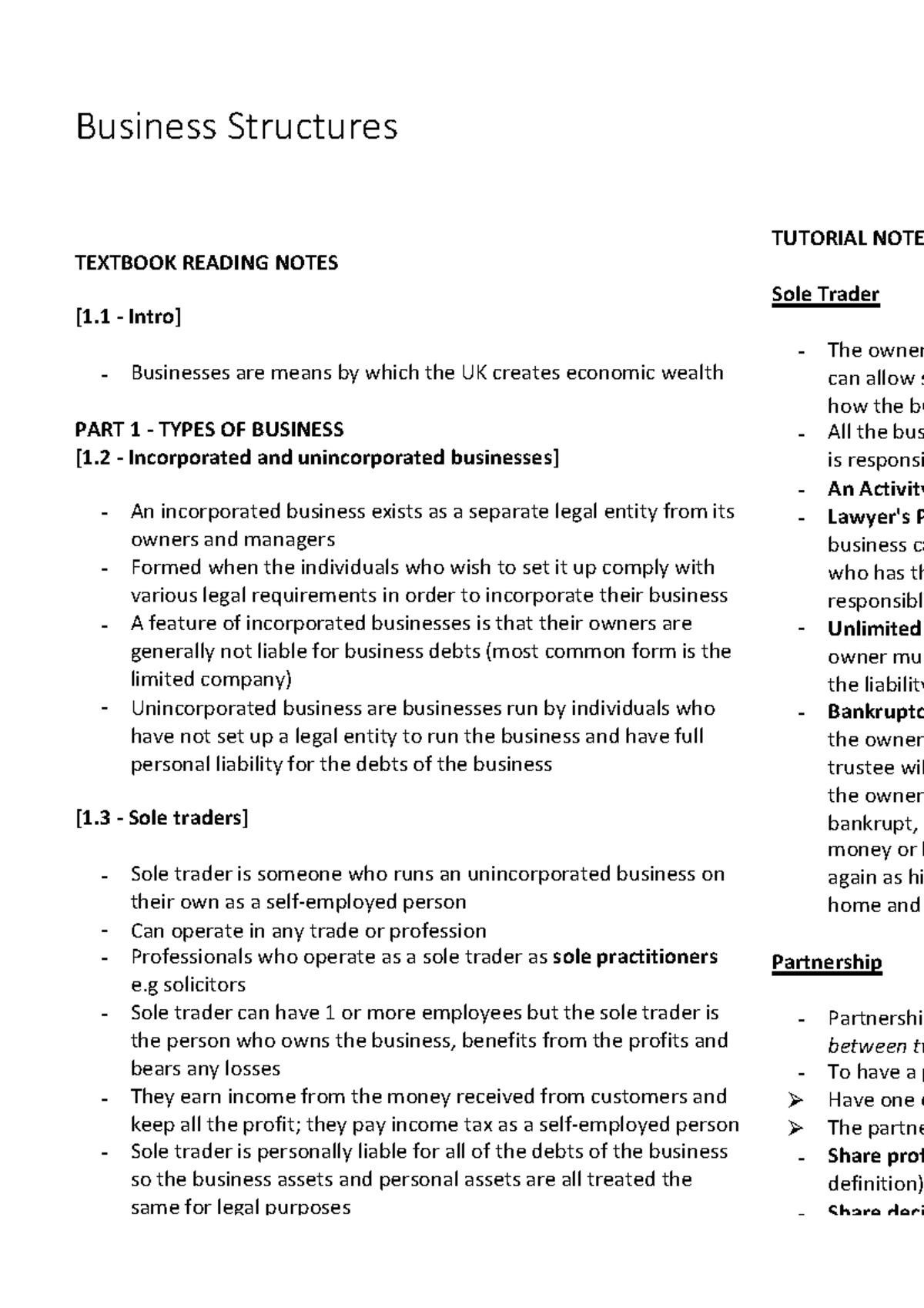 WK1 Lecture Notes ORGS - Understanding Business Structures - Studocu
