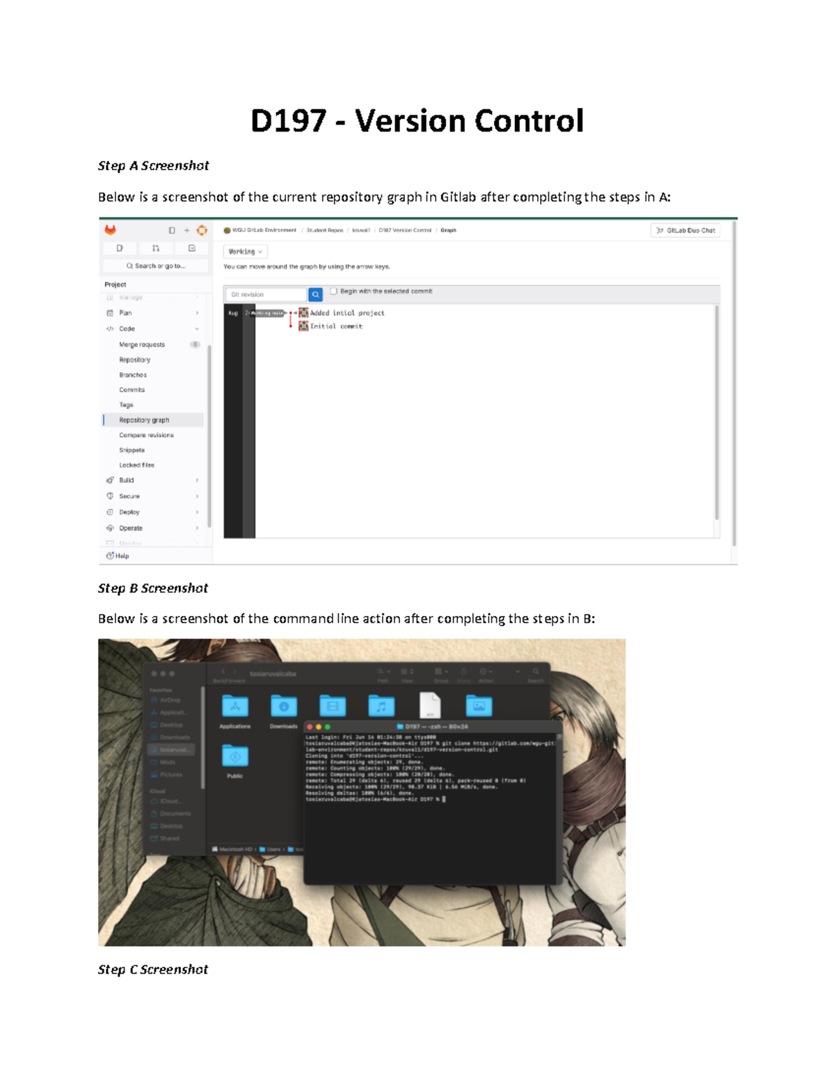 D197 - Version Control Template - D197 - Version Control Step A ...