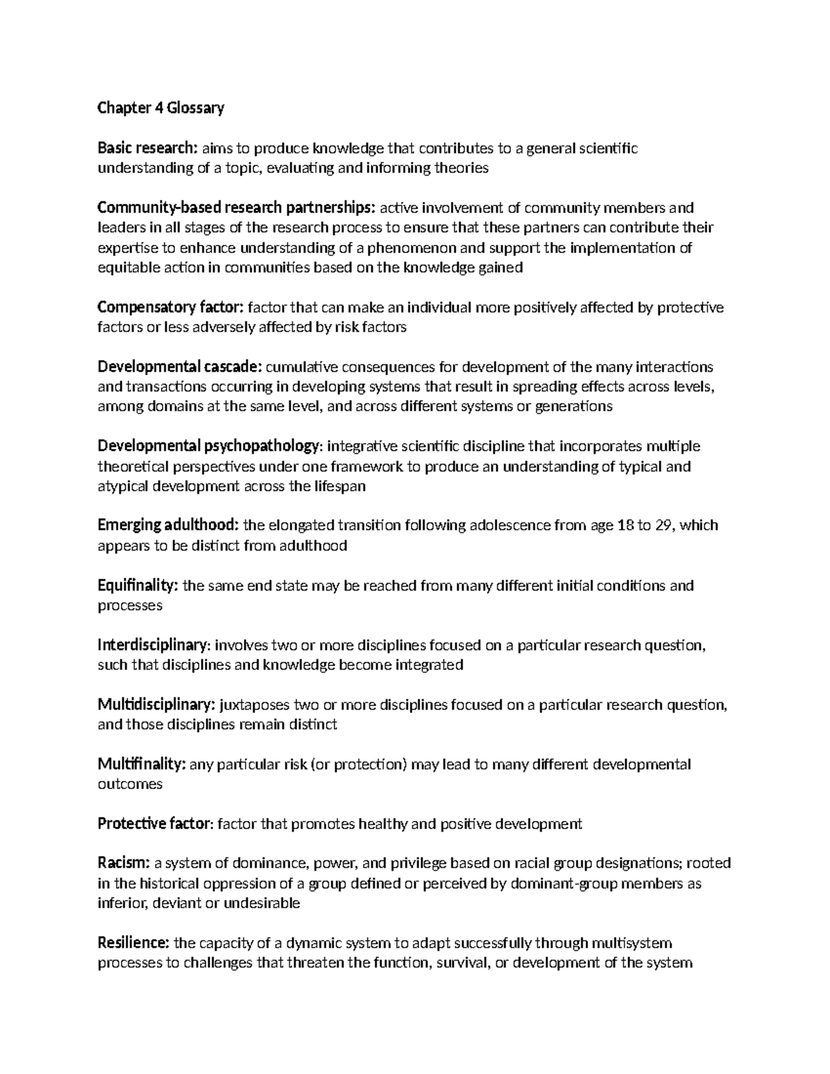 TB4 Chapter 4 Glossary: Key Terms in Basic Research Concepts - Studocu