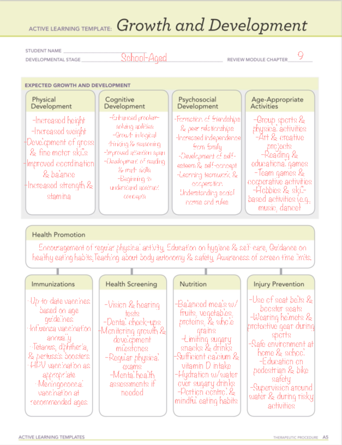 Growth & Development Template - school age - School-Aged -Increased ...