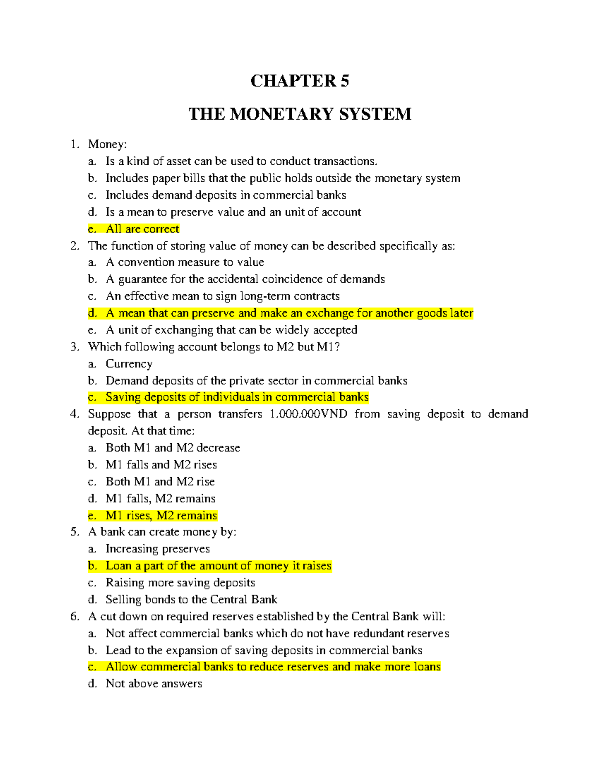 Chapter 5 - Monetary System Overview and Key Concepts (C5) - Studocu