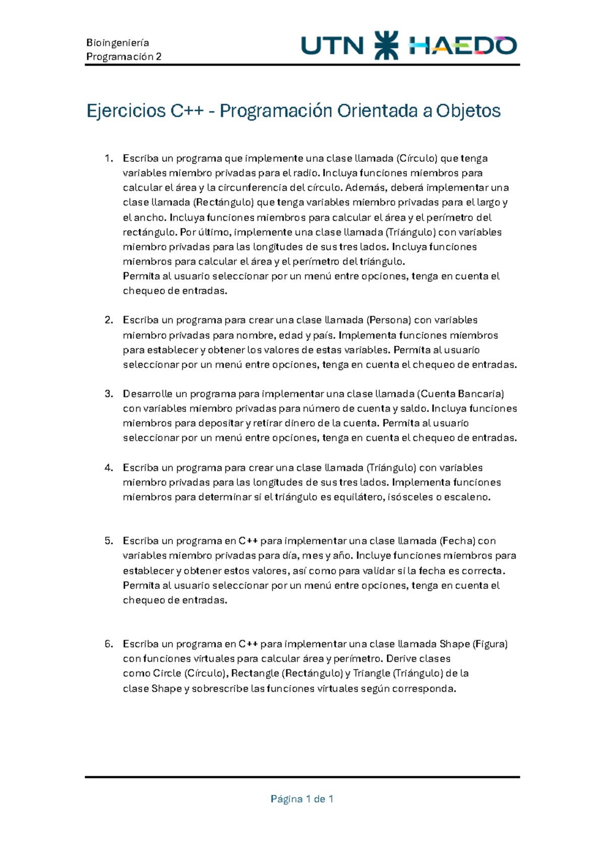 Ejercicios de Programación Orientada a Objetos - Bioingeniería POO II ...