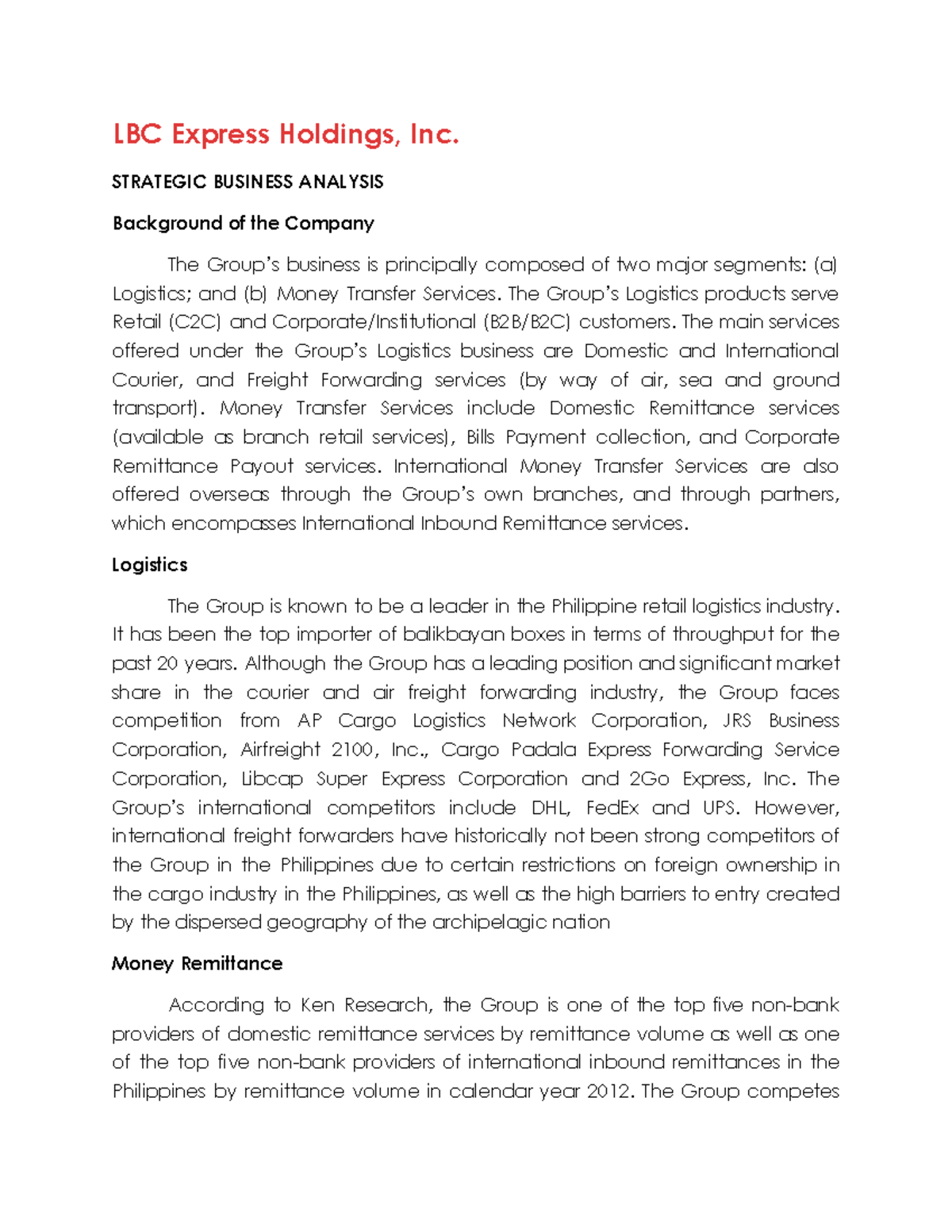 LBC Express Business Analysis: Strategic Insights & PESTLE Factors ...