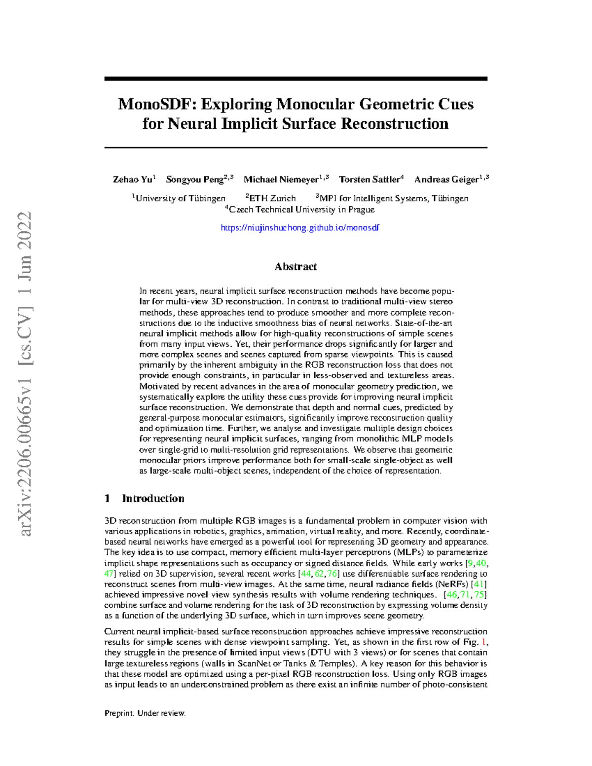 Exploring MonoSDF: Monocular Geometric Cues for Neural Implicit ...