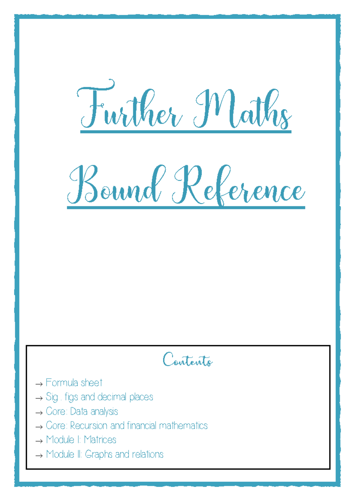 Further Maths Bound Reference: Formula Sheet & Data Analysis - Studocu