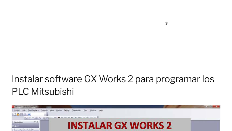 Guía de Instalación de GX Works 2 para PLC Mitsubishi - Studocu