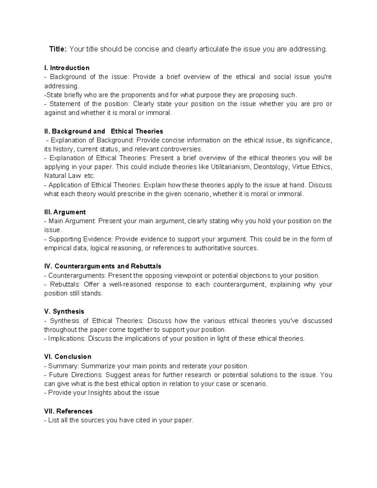 Ethics in Focus: Position Paper on Social Issues - Final Output - Studocu