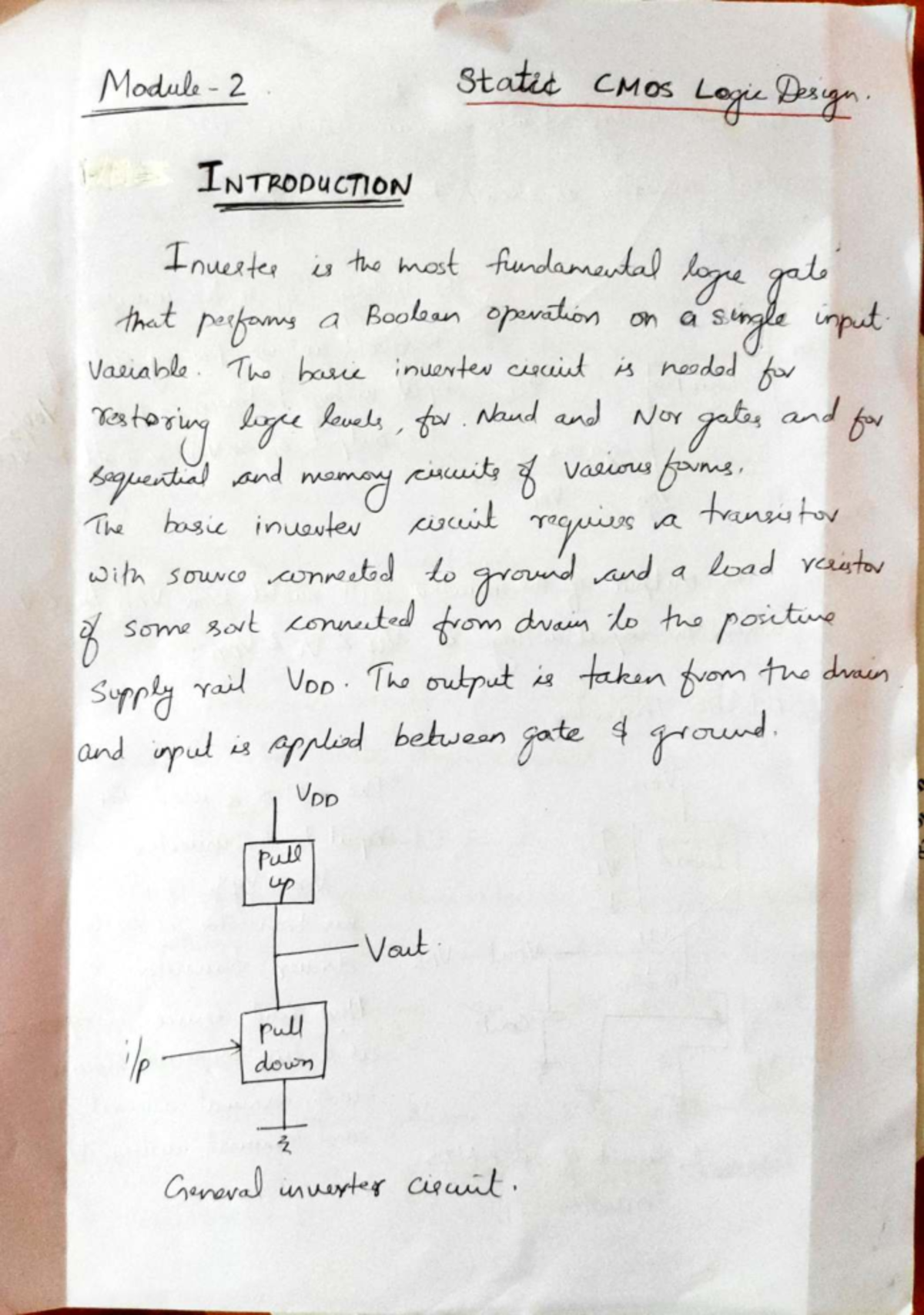 Mod 2 - KTU ECE Notes on CMOS Inverter Characteristics - Studocu