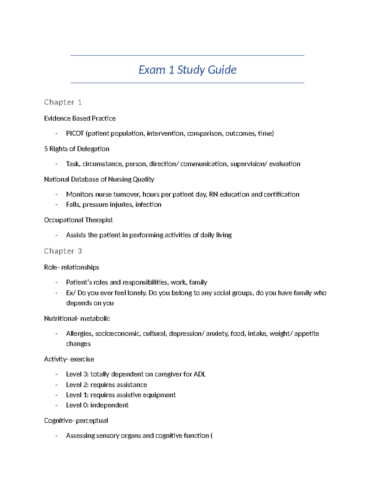 Med Surg Exam 1 Study Guide: Evidence-Based Practice & Patient Care ...
