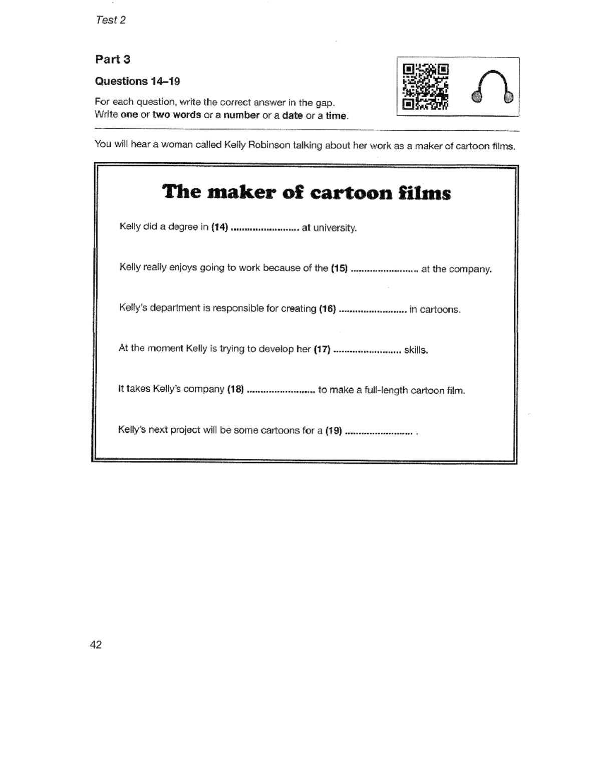 B1 TEST - Listening and Reading Comprehension Questions - Studocu
