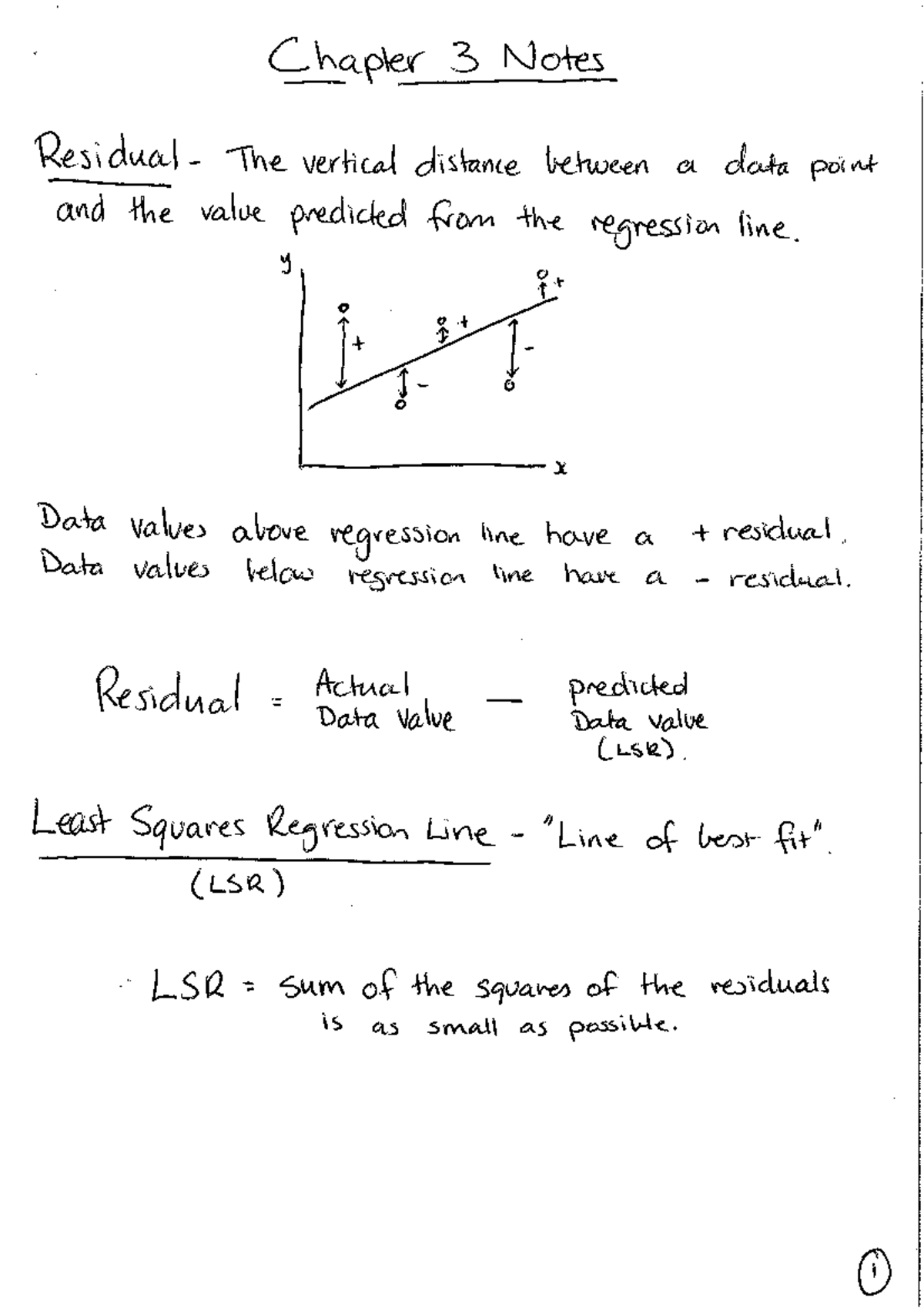 Chapter 3 Notes: Understanding Least Squares Regression (LSR) - Studocu