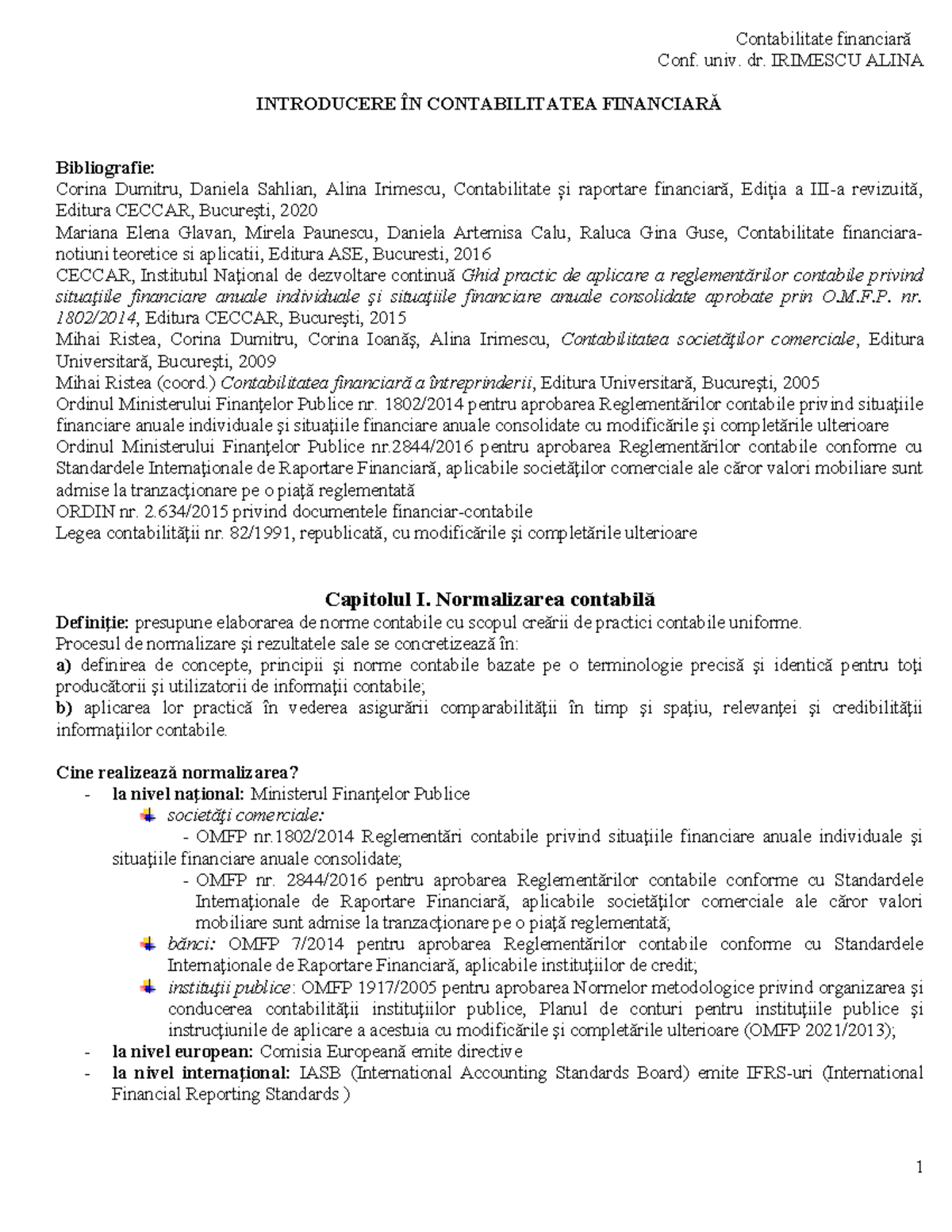 Suport curs Contabilitate financiară - Introducere și capitole ...