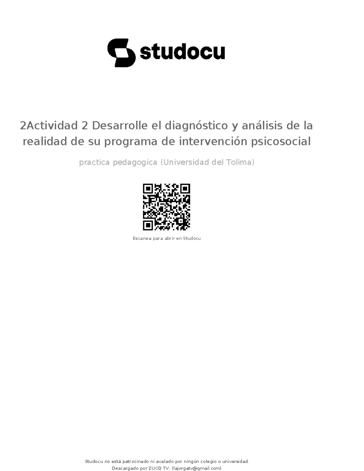 Diagnóstico y Análisis del Programa de Intervención Psicosocial (Prácticum 3) - Document Preview