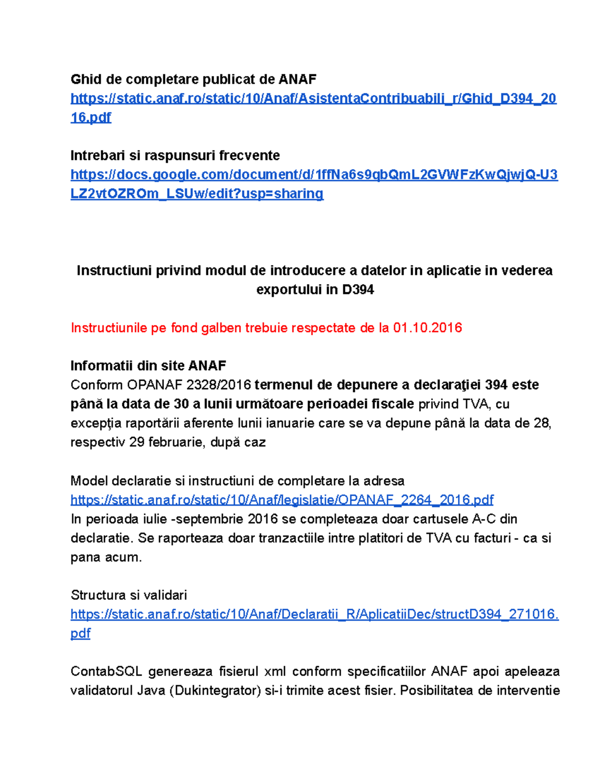 Ghid de completare D394 - Instructiuni ANAF si Intrebari Frecvente ...