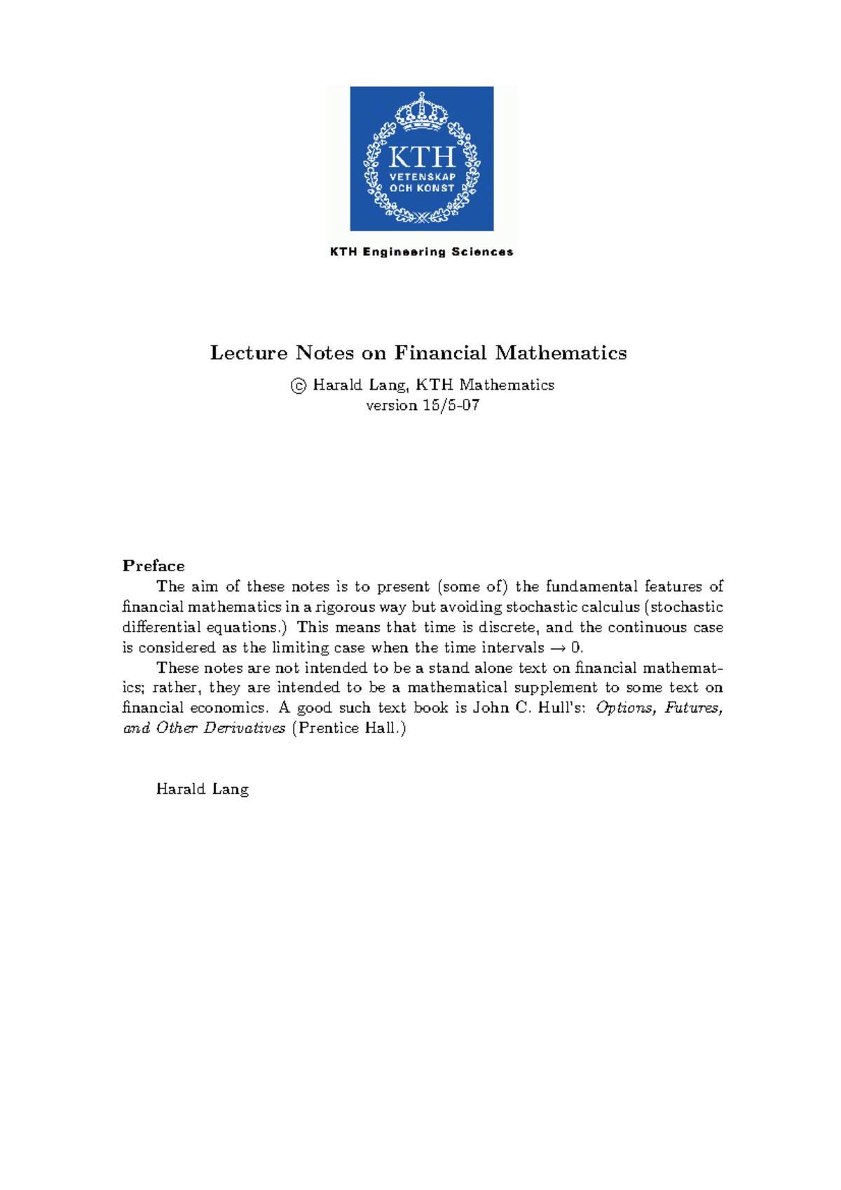 Lecture Notes on Financial Mathematics (FIN 101) - By Dr. Were - Studocu