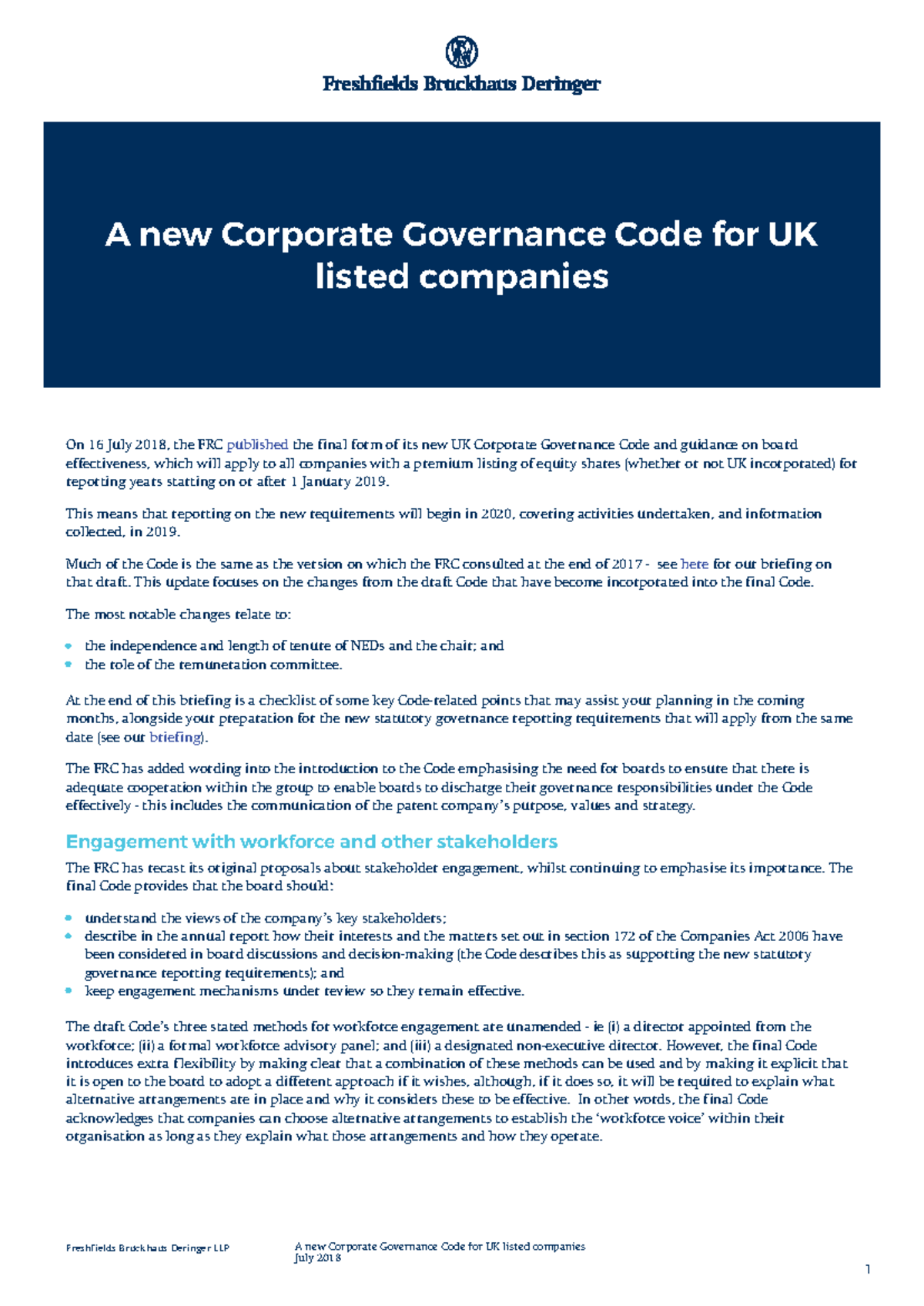 UK Corporate Governance Code Update: Key Changes for Listed Companies ...