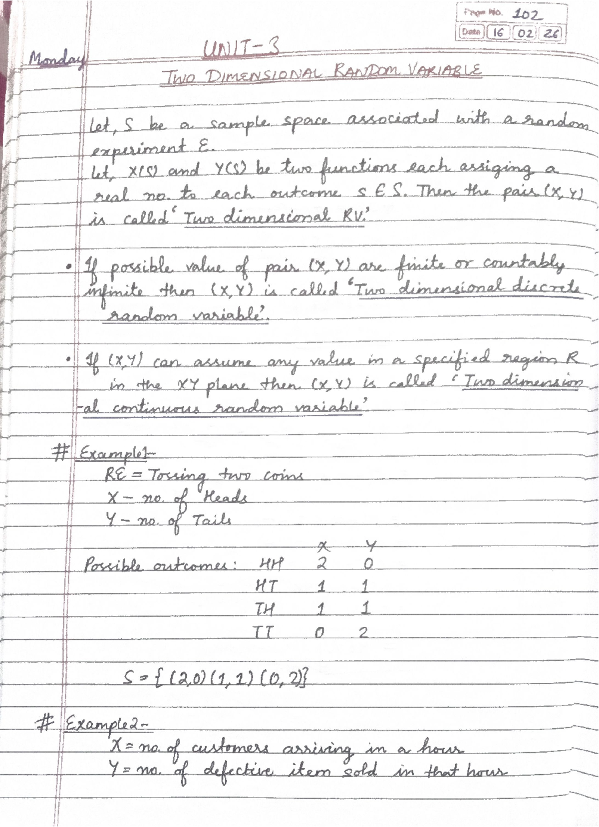 Discrete Random Variables and Their Distributions - UNIT-3 Notes - Studocu