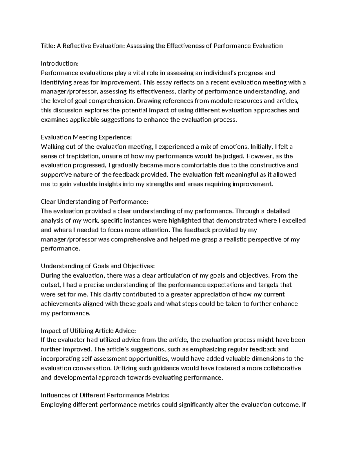 3-1 Discussion: Enhancing Meaningful Performance Reviews Insights - Studocu