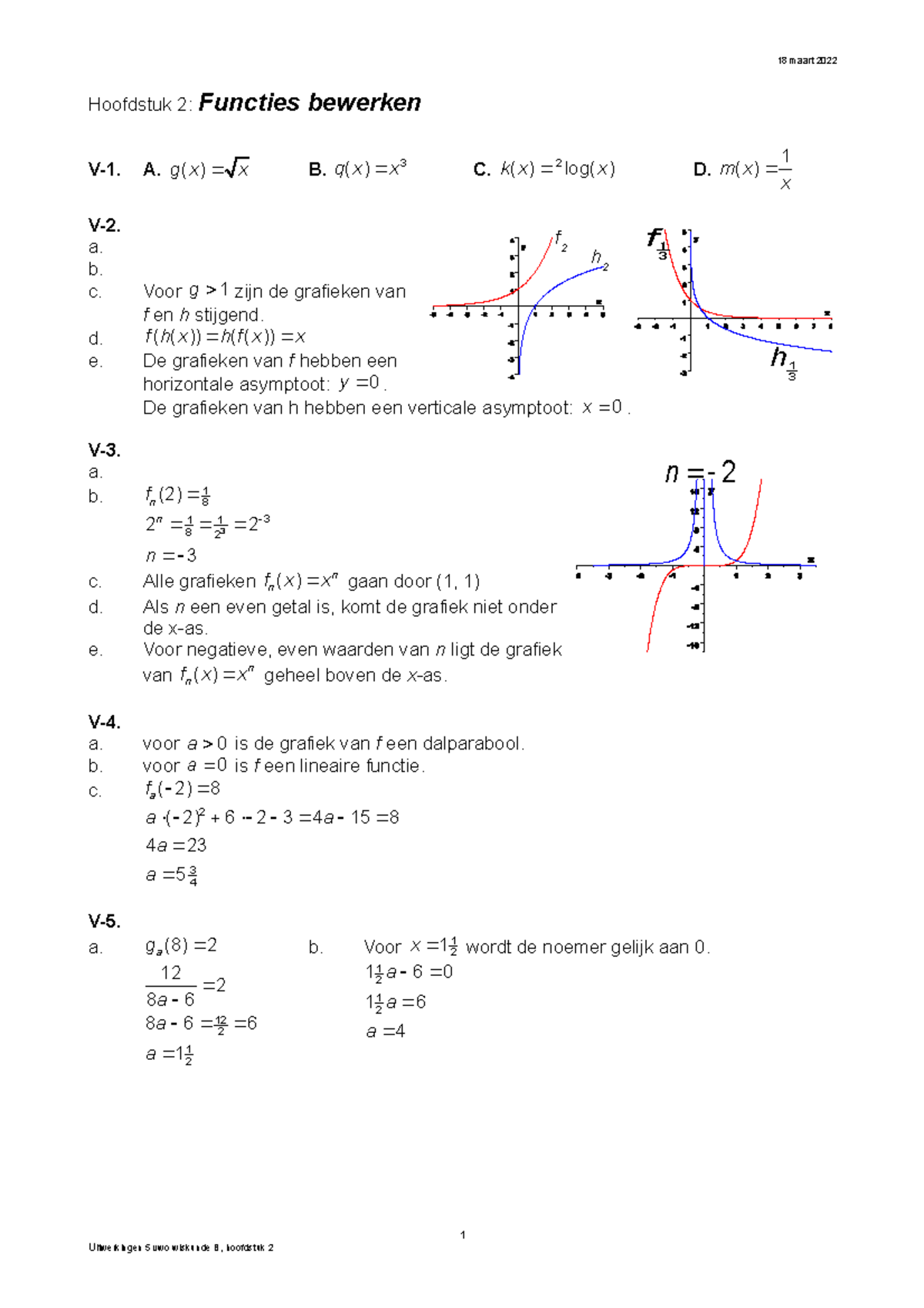 Hoofdstuk 2: Bewerkingen van Functies - Wiskunde Antwoorden Huiswerk ...