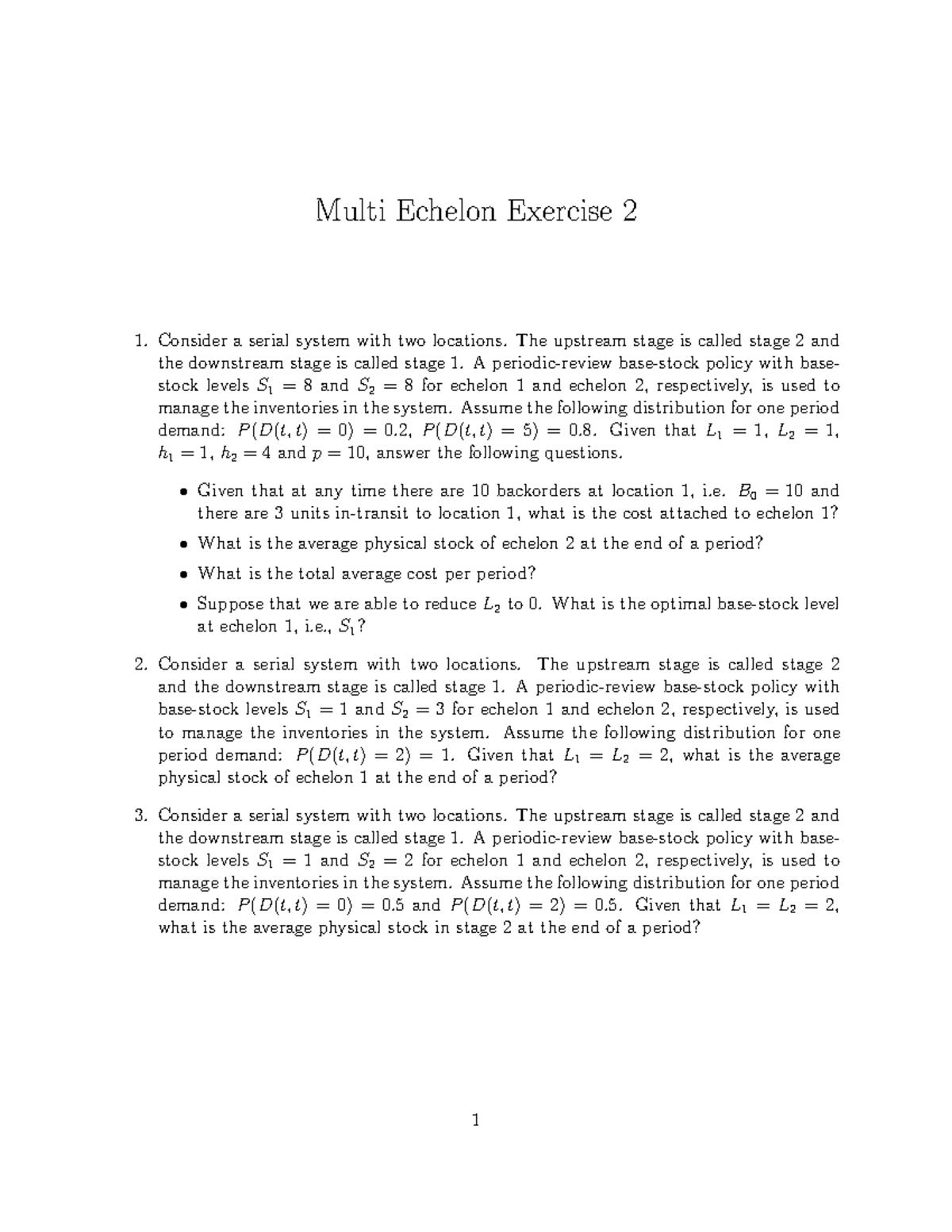 Multi Echelon Inventory Management Exercise 2 Analysis - Studeersnel
