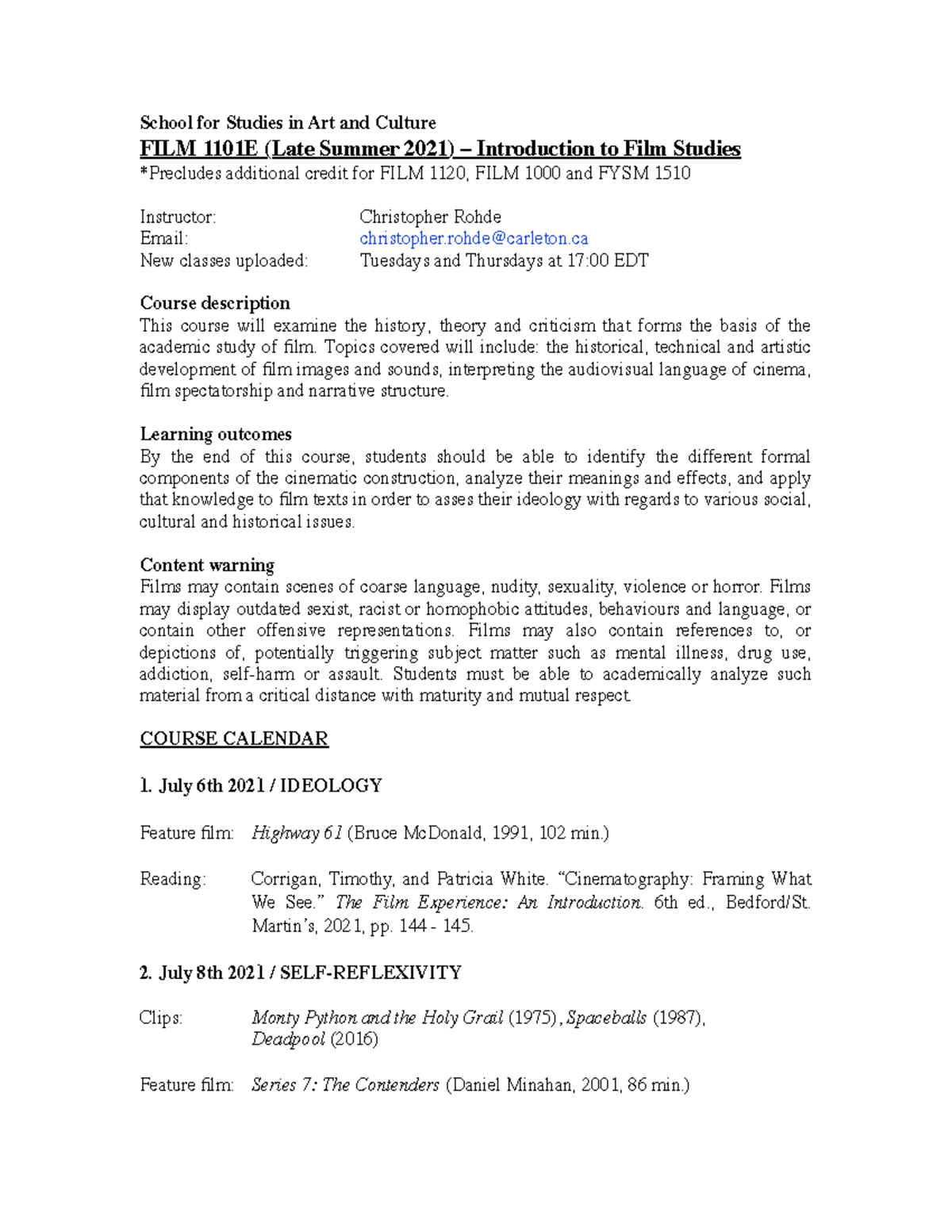 Film 1101E 2021 course outline online version - School for Studies in ...