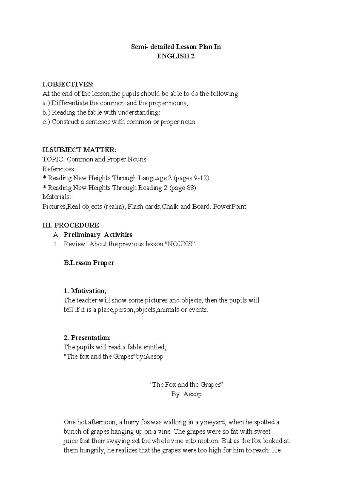 2nd Semi- detailed Lesson Plan In English 2 - Semi- detailed Lesson ...