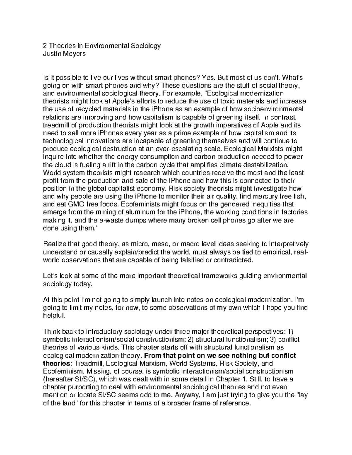 Risk Society Theory: Insights from Environmental Sociology - Studocu