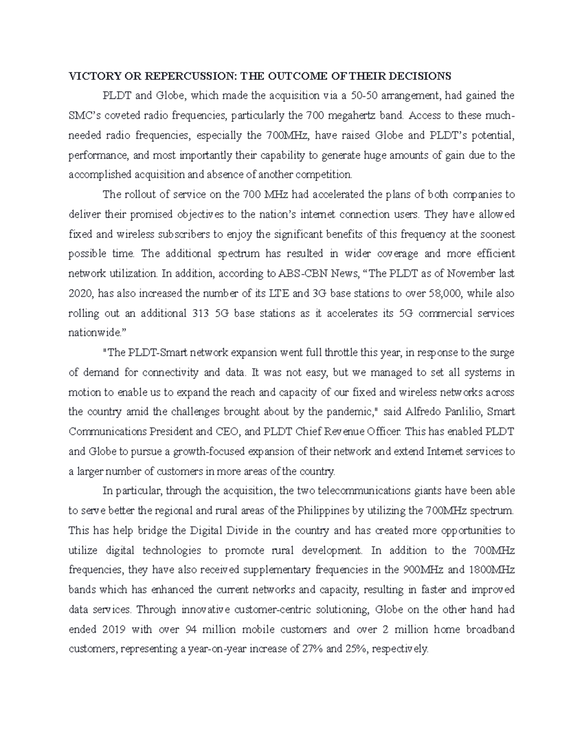 Victory OR Repercussion - VICTORY OR REPERCUSSION: THE OUTCOME OF THEIR ...