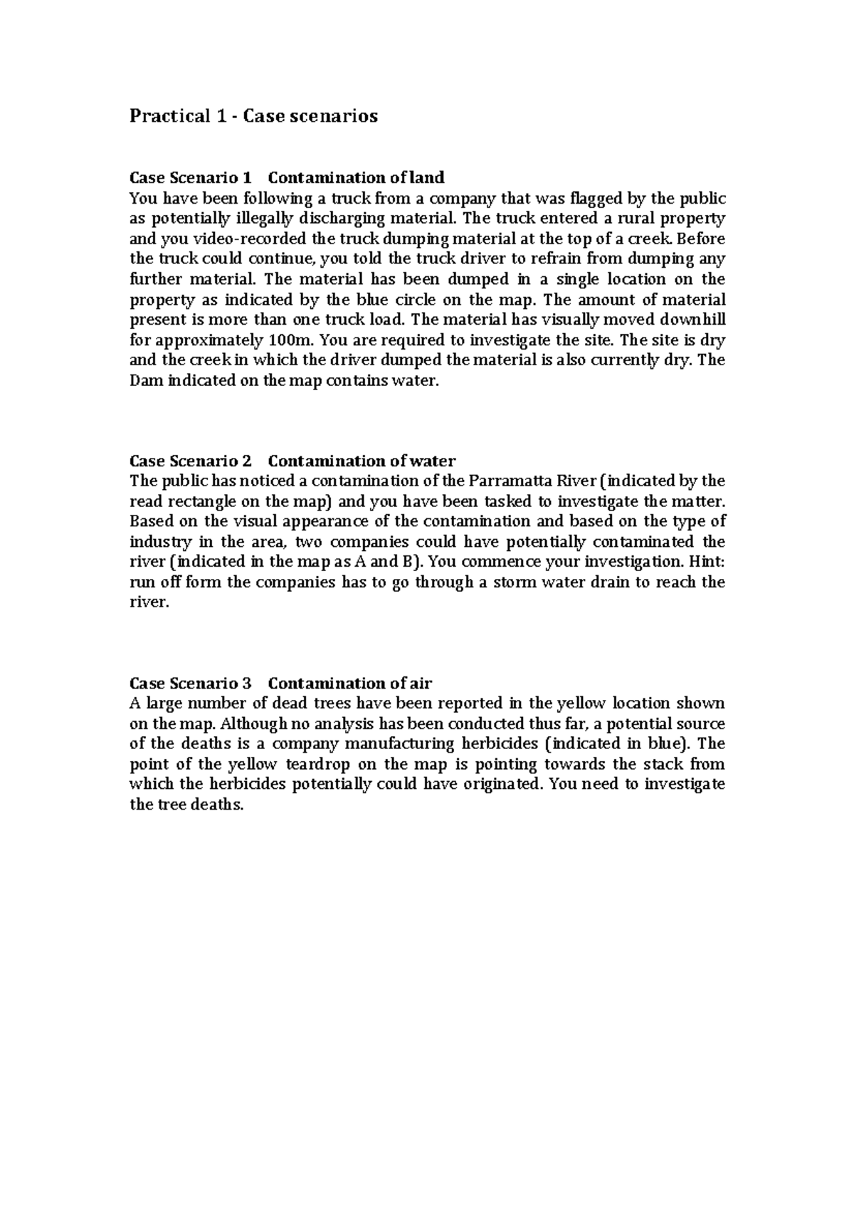 Case Study: Environmental Contamination Scenarios (Practical 1) - Studocu