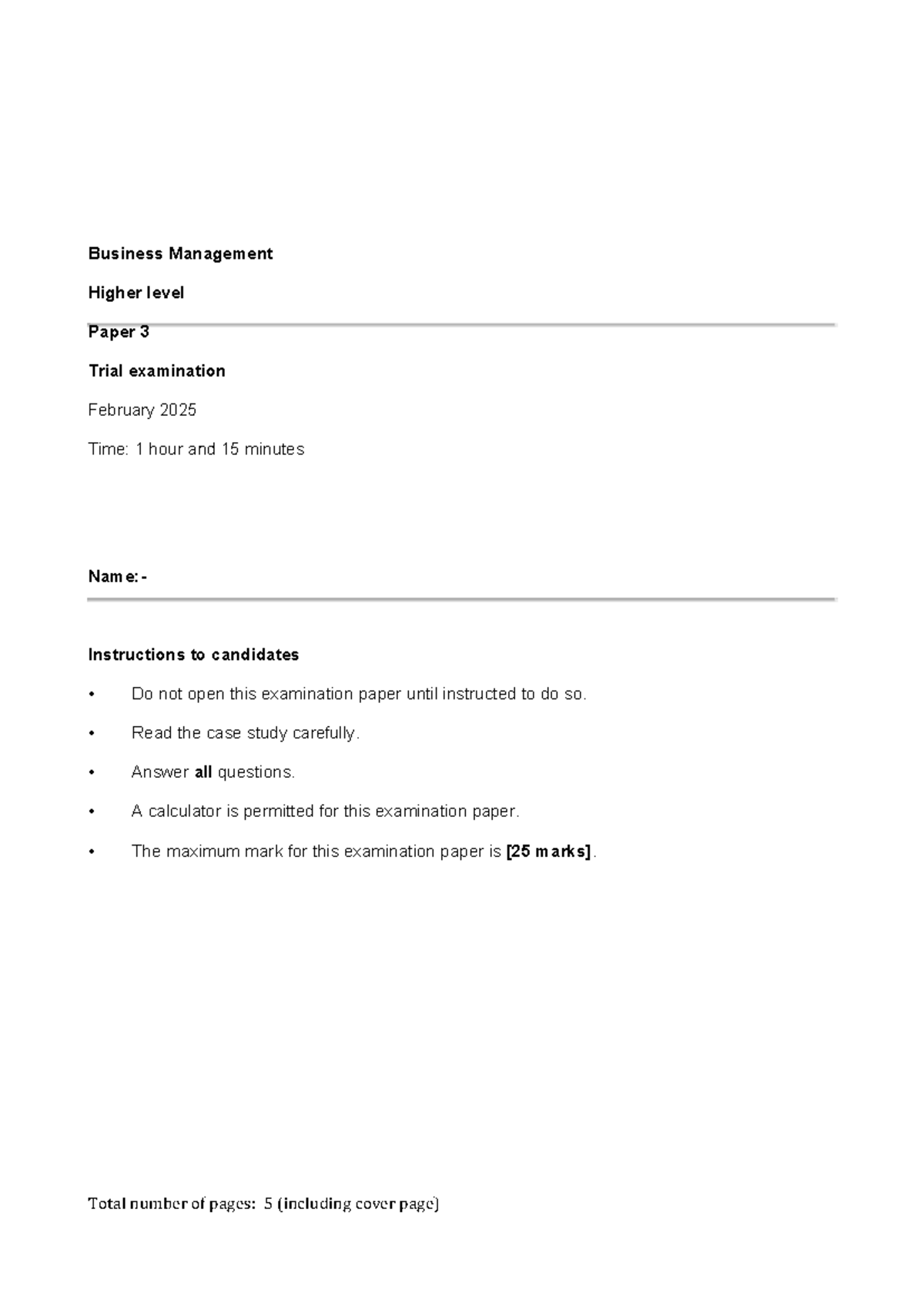 BM Higher Level Paper 3 Trial Exam - Karya Case Study Analysis - Studocu