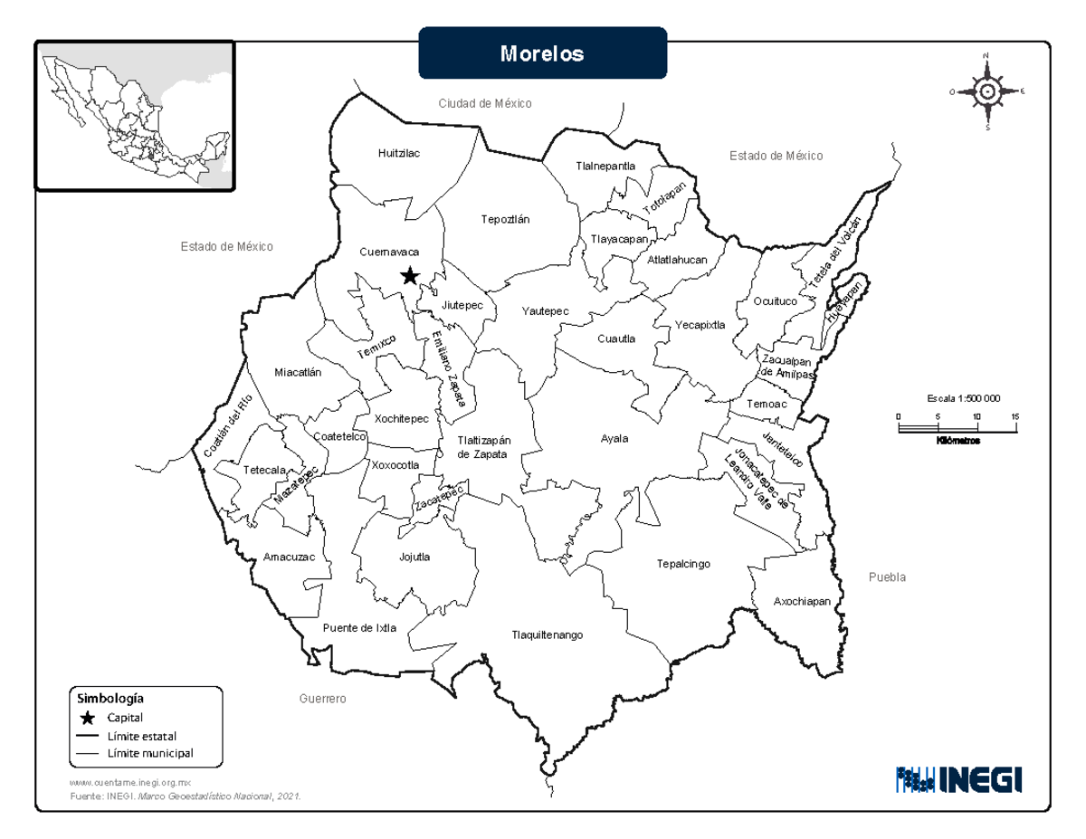 Mapa de Morelos - Marco Geoestadístico Nacional 2021 - Studocu