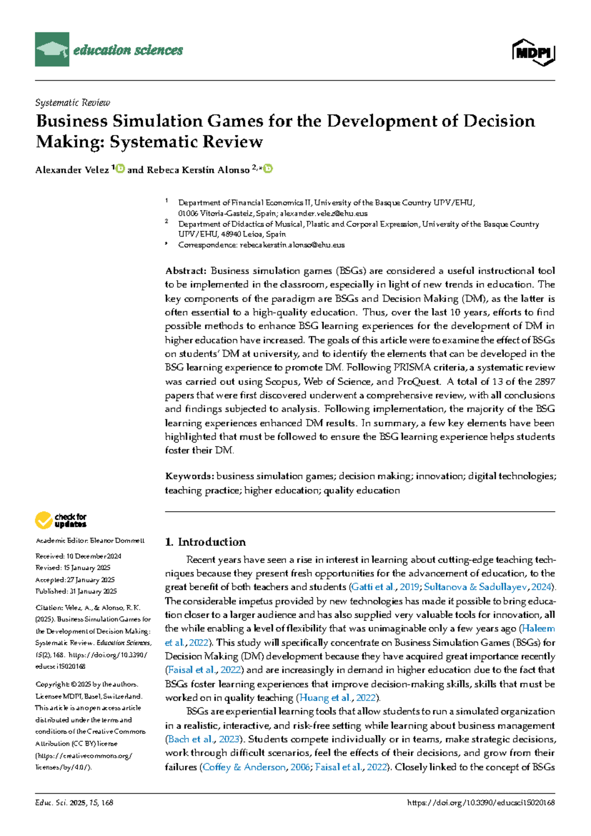 Systematic Review of Business Simulation Games for Decision Making ...