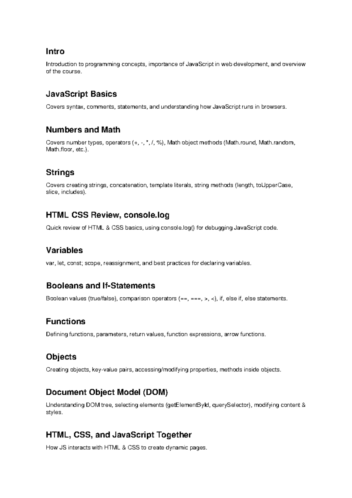 JavaScript Course Notes: Key Concepts and Programming Principles - Studocu