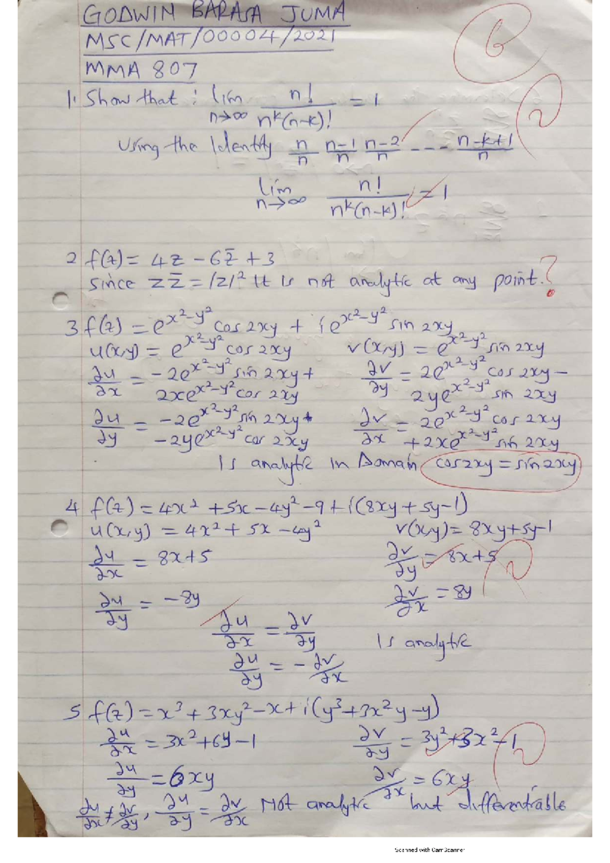 Complex analysis notes for MMA 807: Showing analytic properties - Studocu