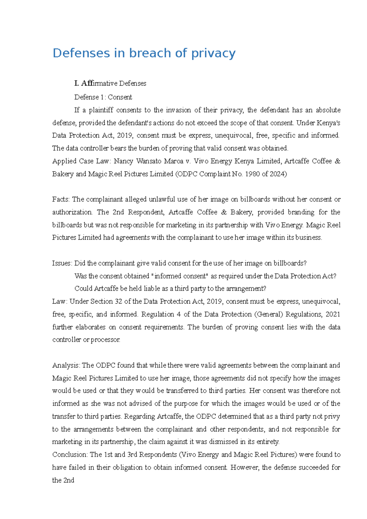 Defenses in Breach of Privacy: Key Legal Insights and Case Law - Studocu