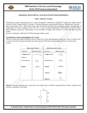 Complete Unit-Notes - notes - I Basic terminology of DC Current dq or q ...