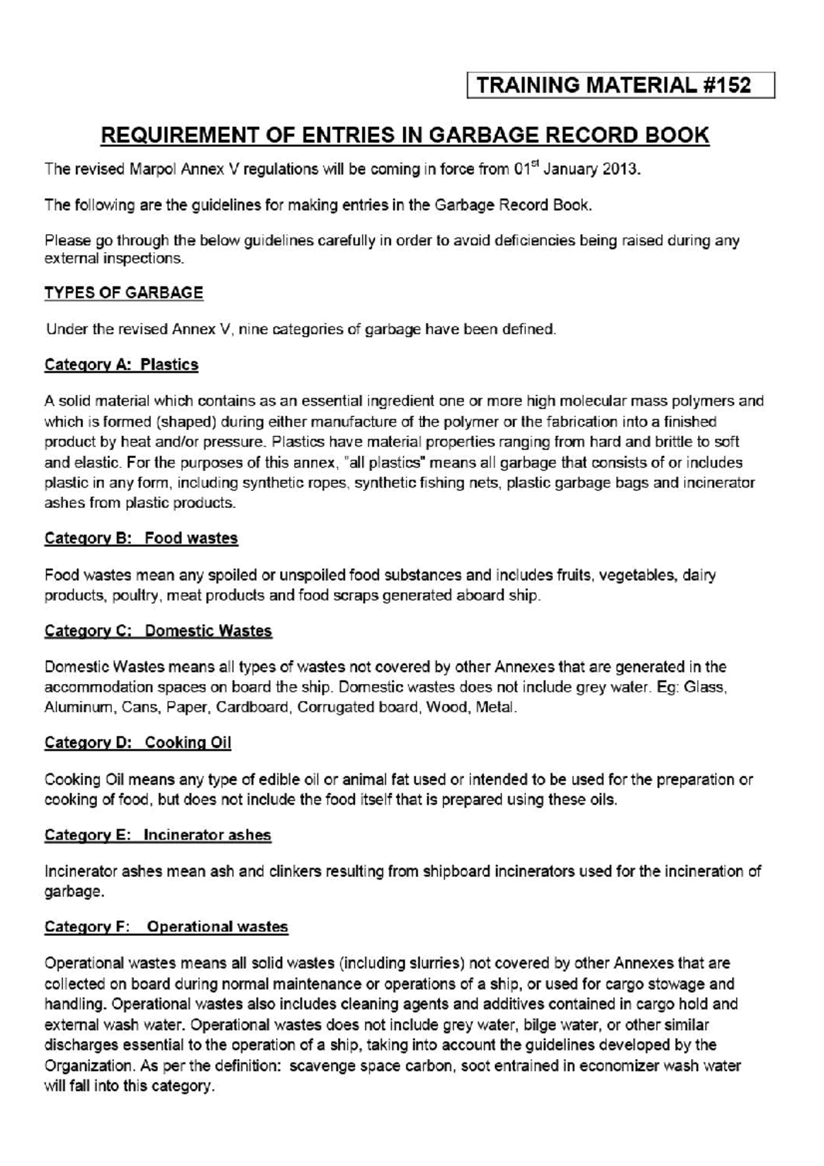 M7 Slide 234: Training Material on Garbage Record Book Entries - Studocu