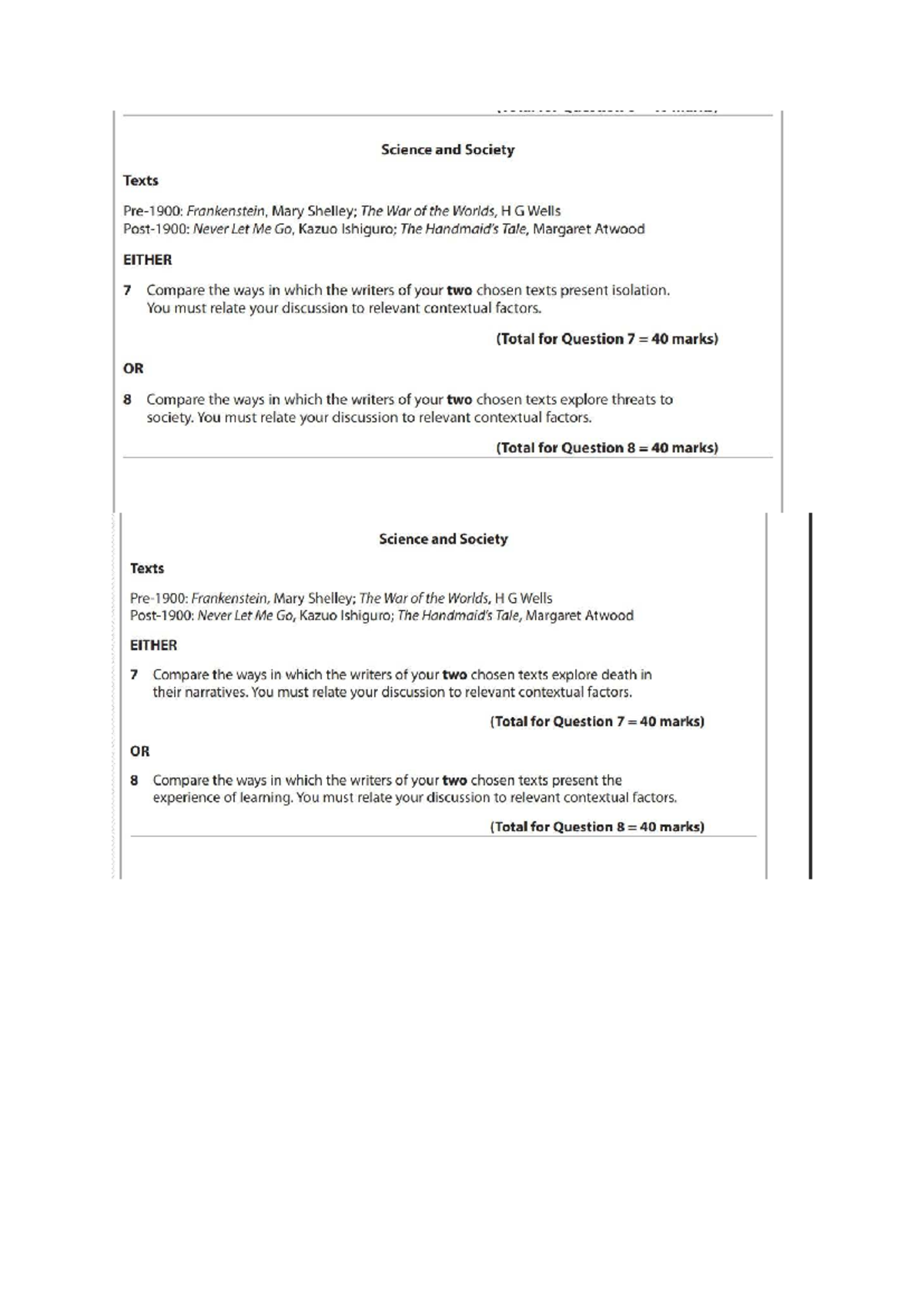 Science and Society Texts: Prose Questions on Isolation & Society - Studocu