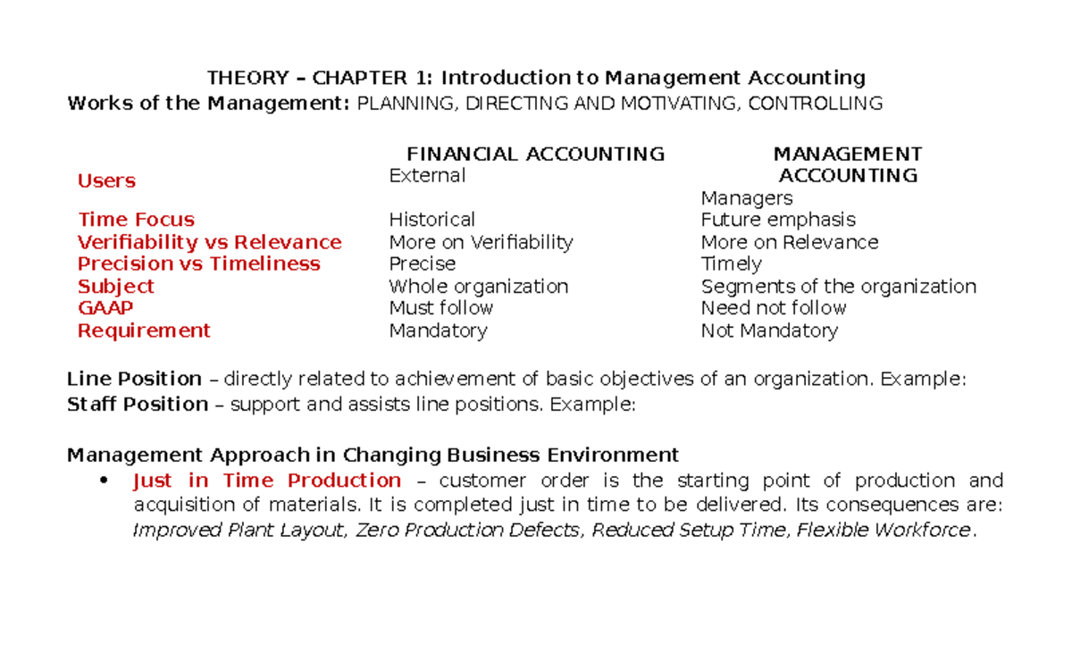 Management Science Project: Theory Chapter 1 - Intro to Management ...