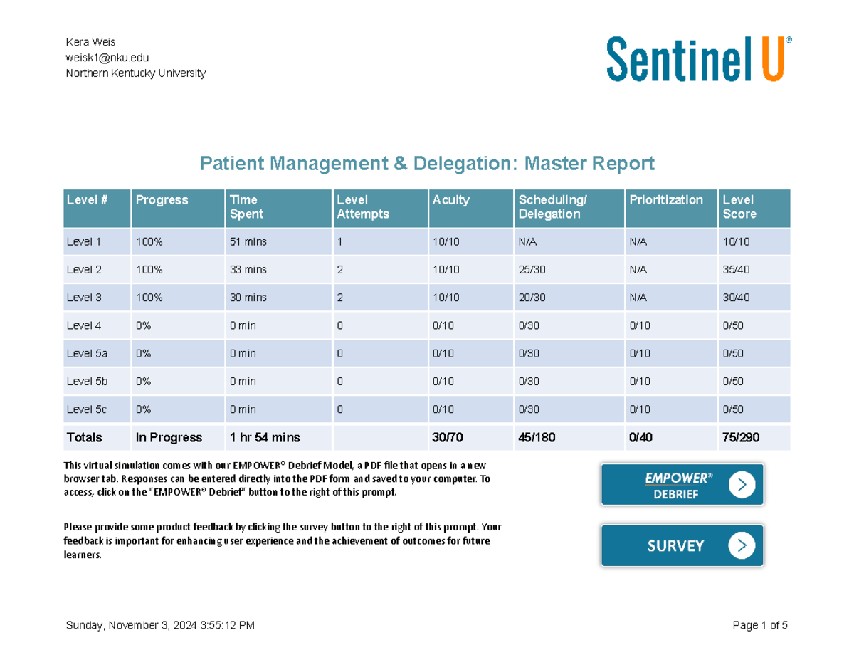 Patient Management & Delegation: Level 3 Report (NUR 300) - Studocu
