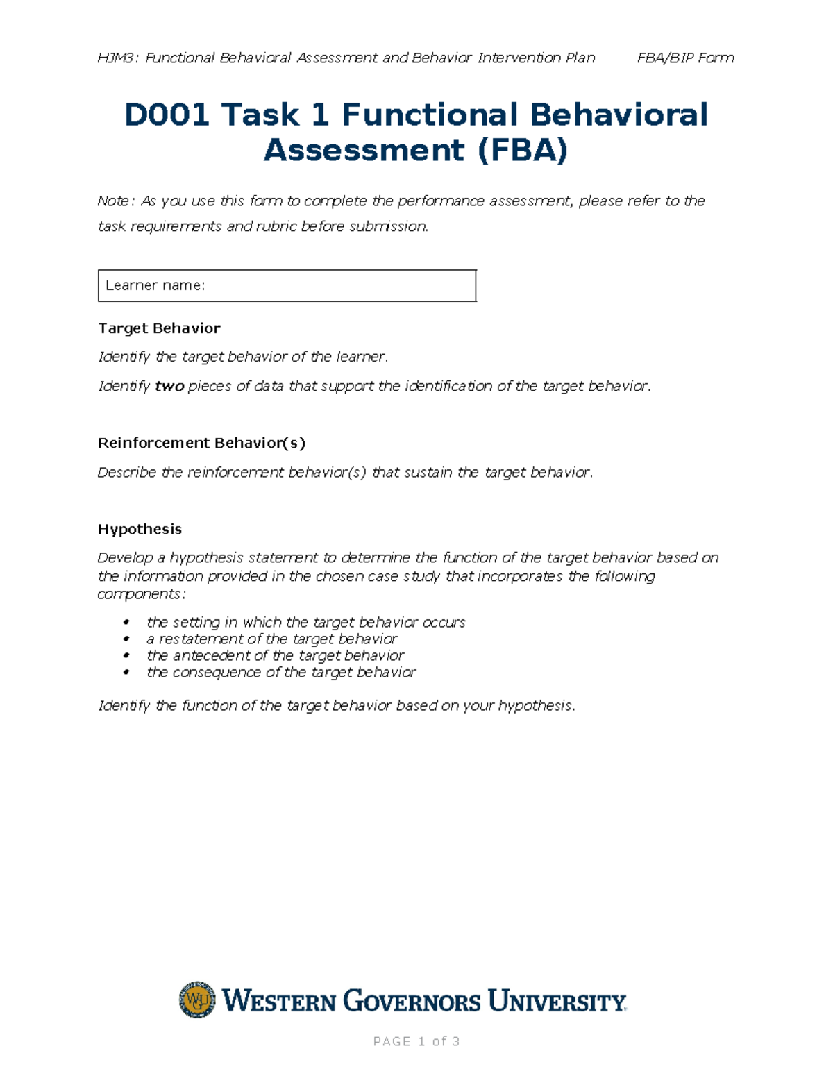 FBA BIP Form - outline - HJM3: Functional Behavioral Assessment and ...