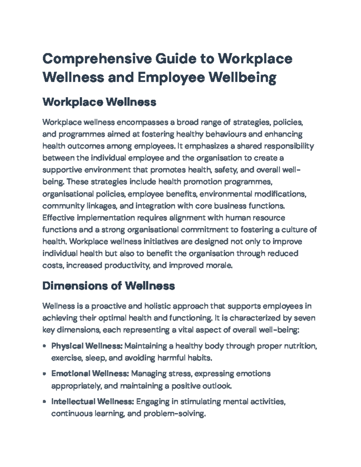 Workplace Wellness and Employee Wellbeing: A Comprehensive Guide - Studocu